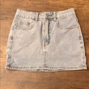 SHEIN Light Blue Denim Mini Skirt